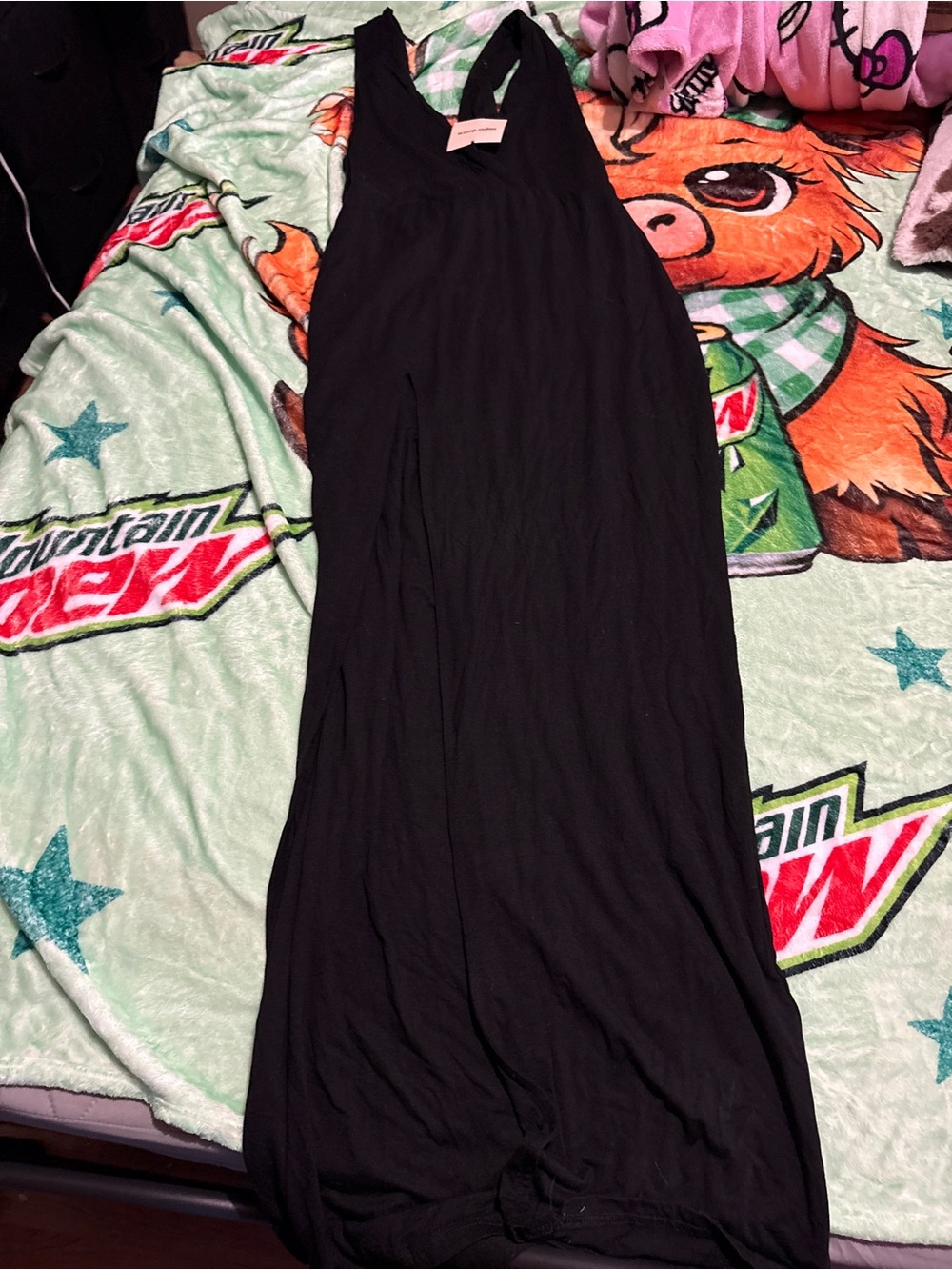 superdown Black Maxi Skirt — Sleek V-Neck Halter Style